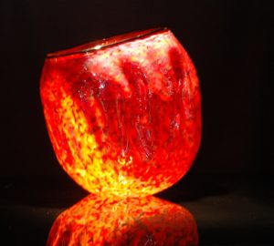 Red Anthias Bowl by Robert Kaindl Art Glass Artist