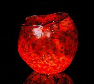 Red Anthias Bowl by Robert Kaindl Art Glass Artist
