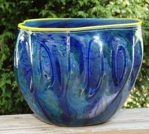 Hawaii Blue Art Glass Bowl by Robert Kaindl