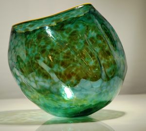 Green Anthias Bowl by Robert Kaindl Art Glass Artist