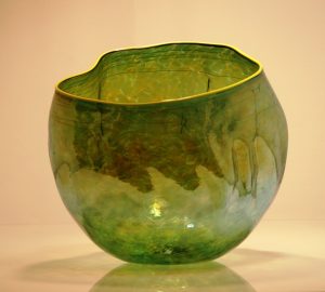 Green Anthias Bowl by Robert Kaindl Art Glass Artist